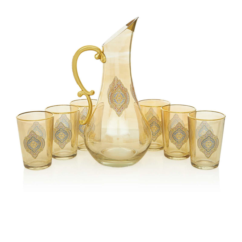 Gilded Red and Golden Filigree Turkish Drink Serving Set