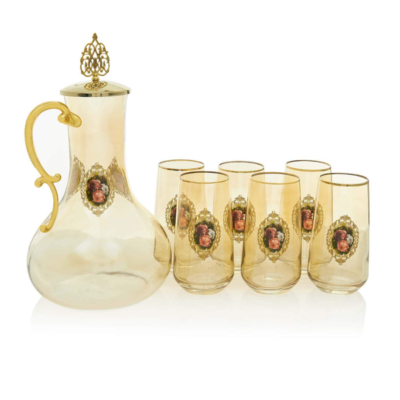 Rose Patterened Water Serving Set - Front