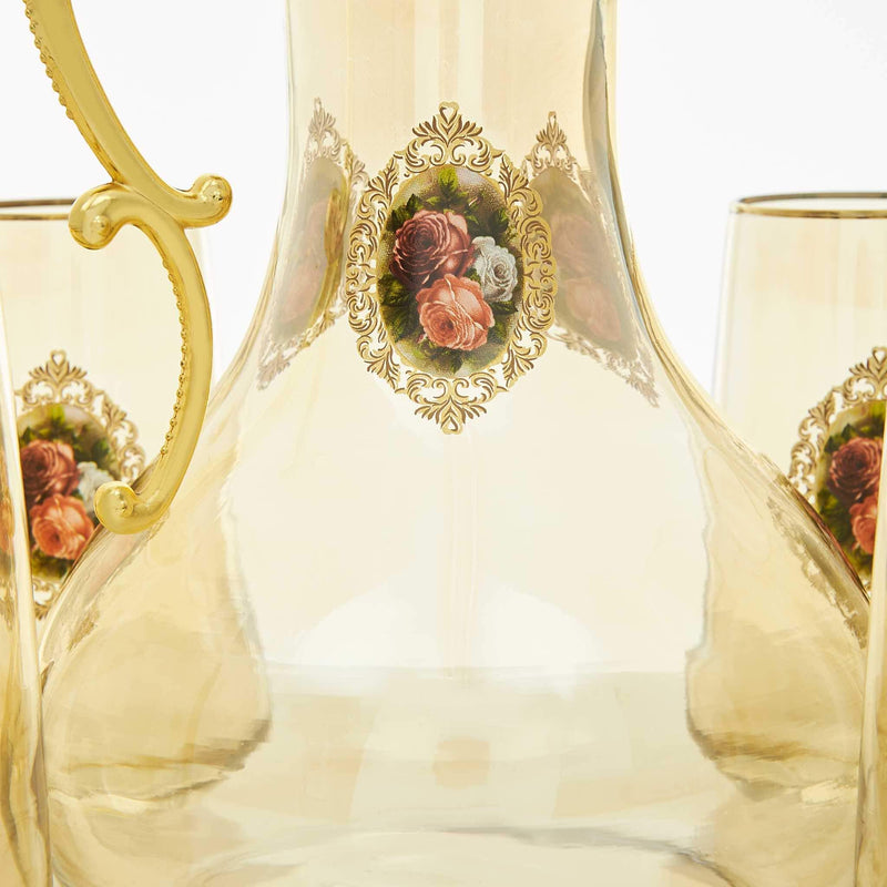 Rose Patterened Water Serving Set - Rose Detail