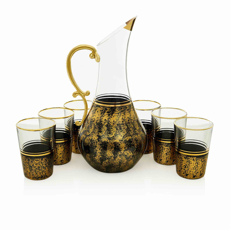 Vintage Black and Golden Turkish Drink Serving Set