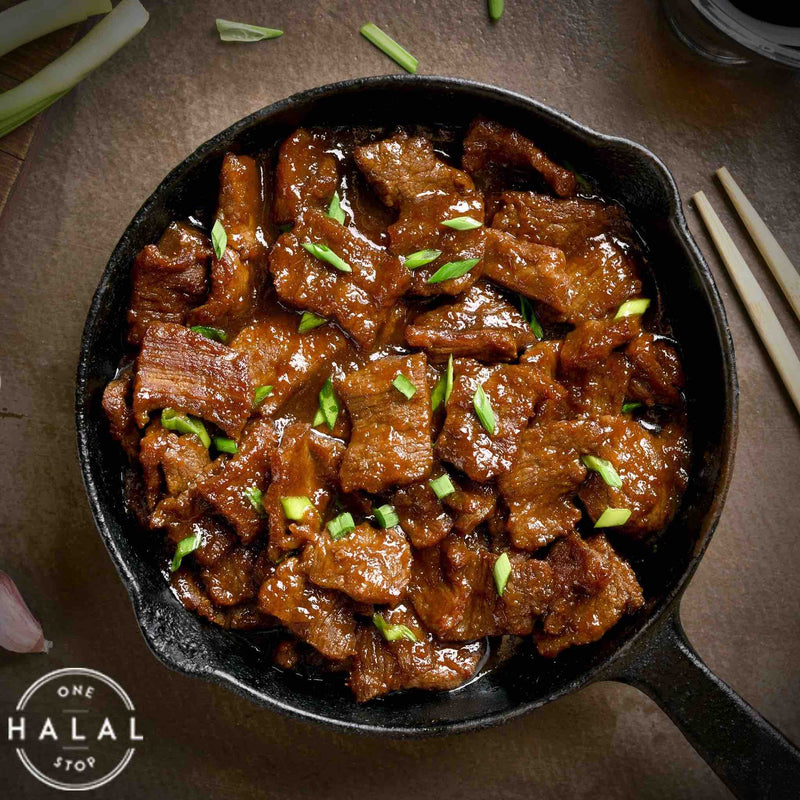 Zabiha Halal Mongolian Beef in a Pan