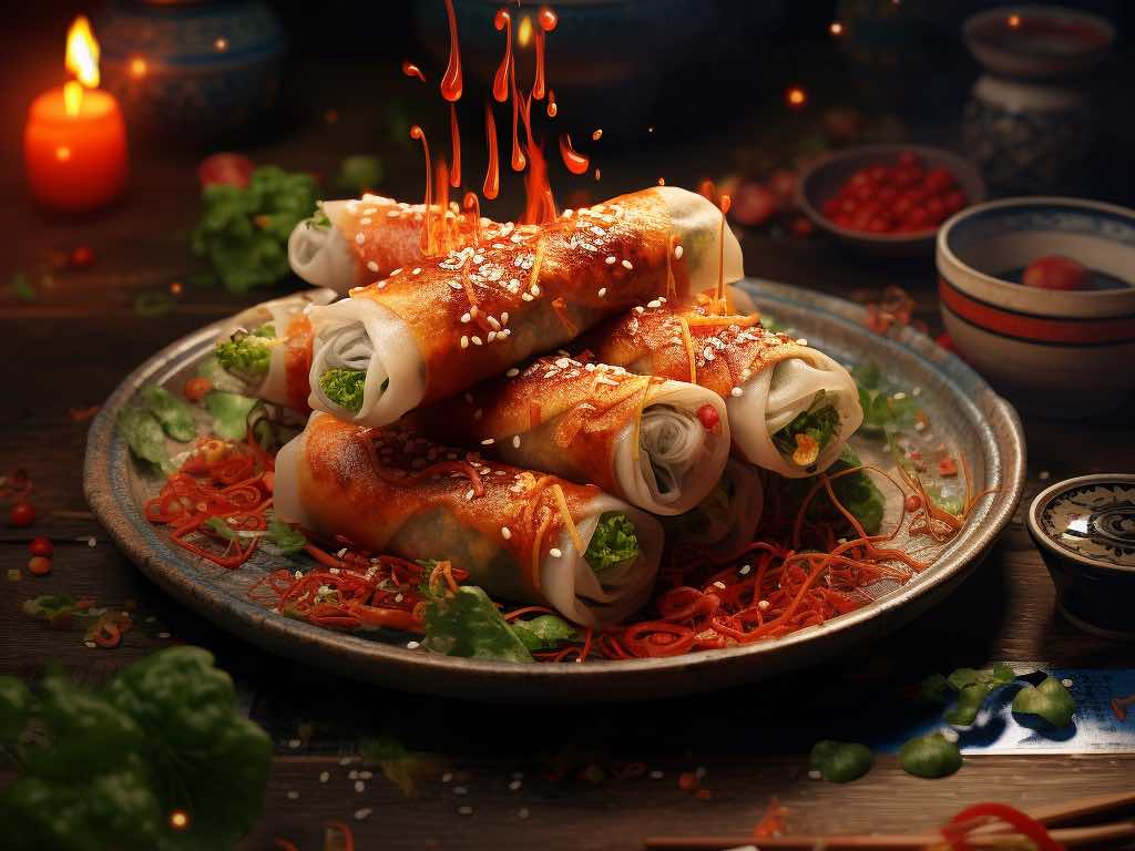 Spring Rool Bar Exploring Delightful Fusion of Flavors in Spicy Noodle Spring Rolls ...