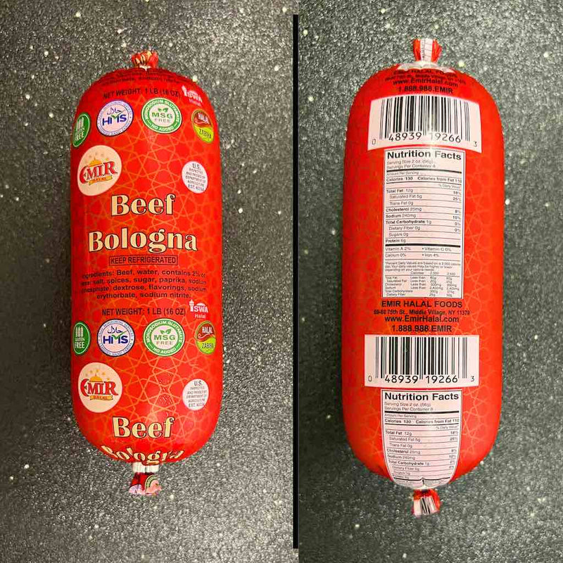 Halal Beef Bologna - Label and Nutrition Facts
