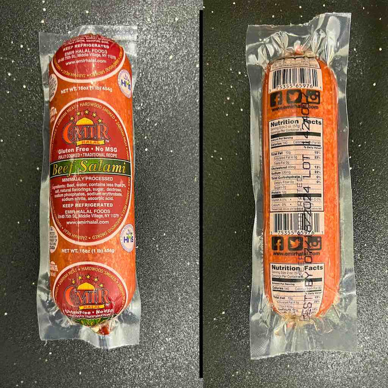 Halal Beef Salami - Label and Nutrition Facts