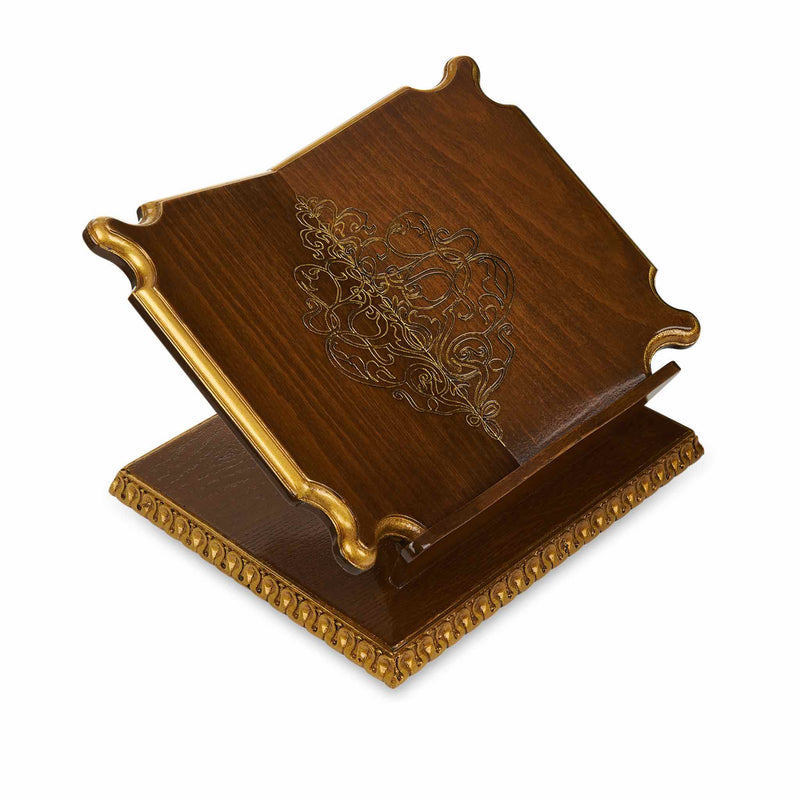 Premium Book Stand and Rehal in Golden Walnut - Side