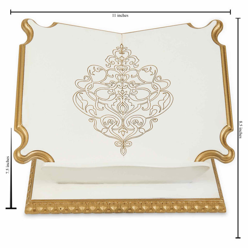 Premium Book Stand and Rehal in Golden White - Dimension