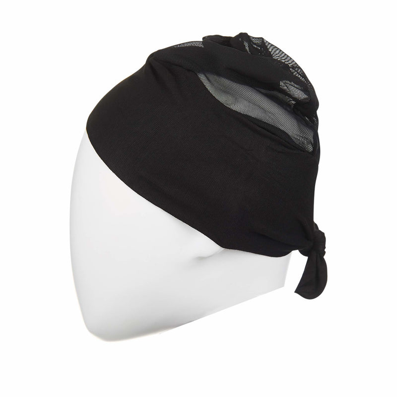 Active Breathable Hijab Head Cap in Black - Front