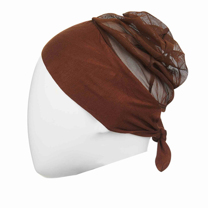 Active Breathable Hijab Head Cap in Brown - Front