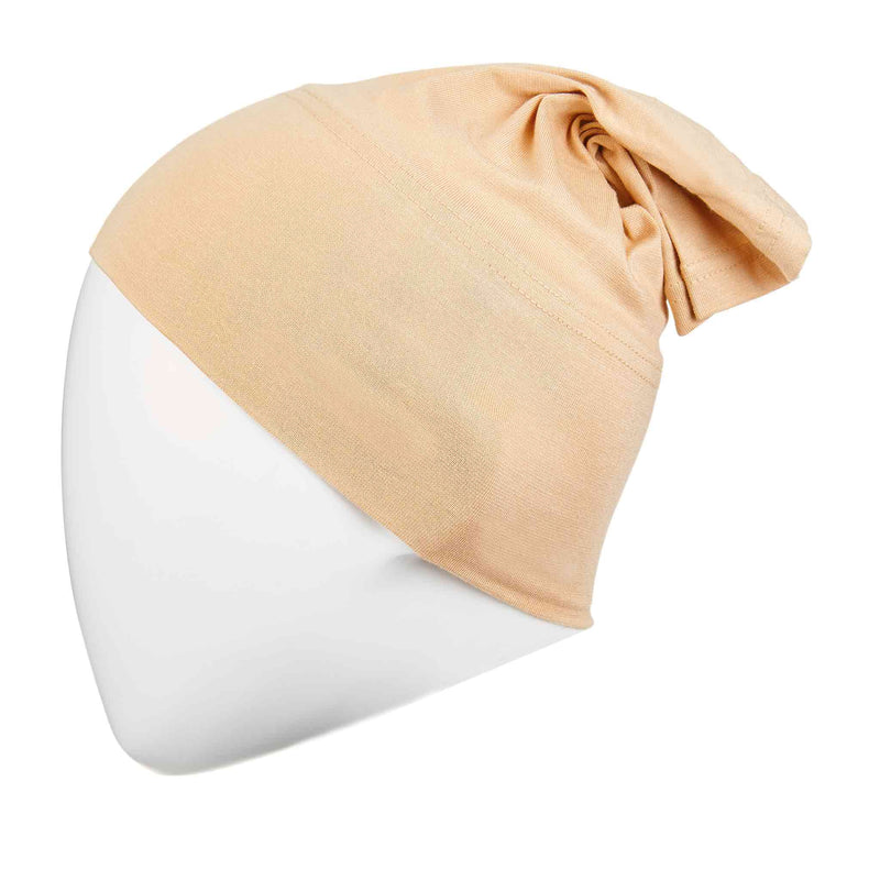 Beige Regular Full Size Hijab Head Cap - Front
