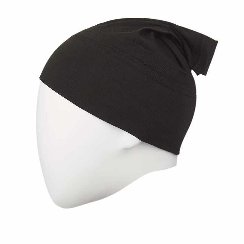 Black Regular Full Size Hijab Head Cap - Front