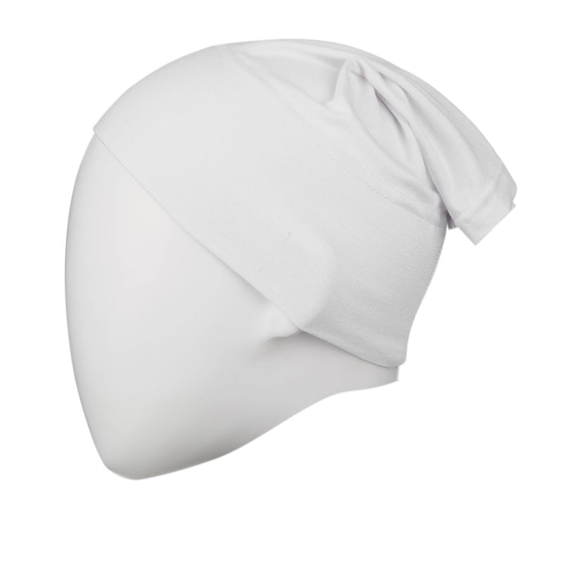 White Regular Full Size Hijab Head Cap - Front
