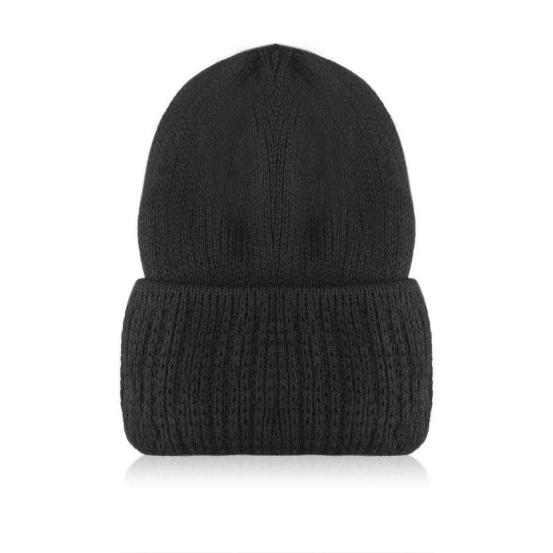Winter Black Kufi Cap - Folded