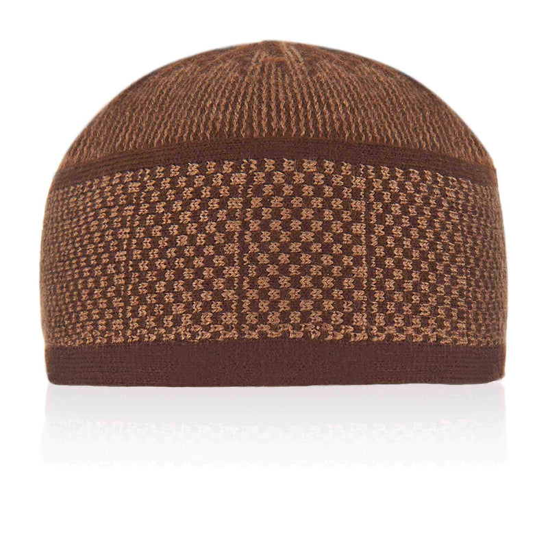 Brown Golden Warm Kufi Cap - Front