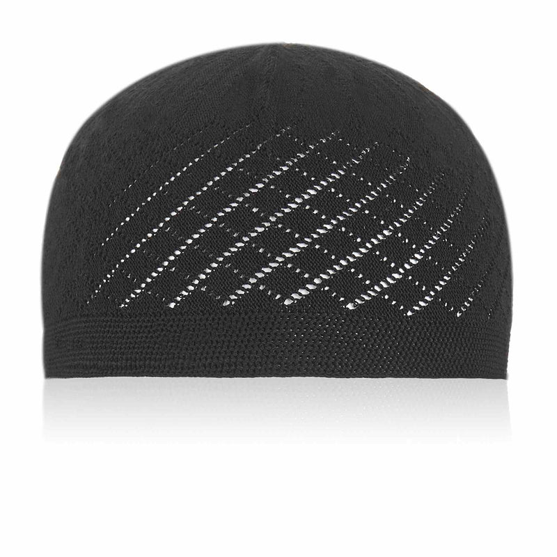 Classic Black Knitted Kufi Cap Full Size - Front