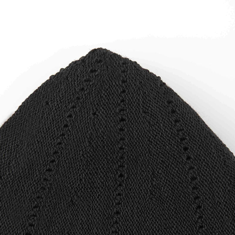 Classic Black Knitted Kufi Cap Full Size - Detail