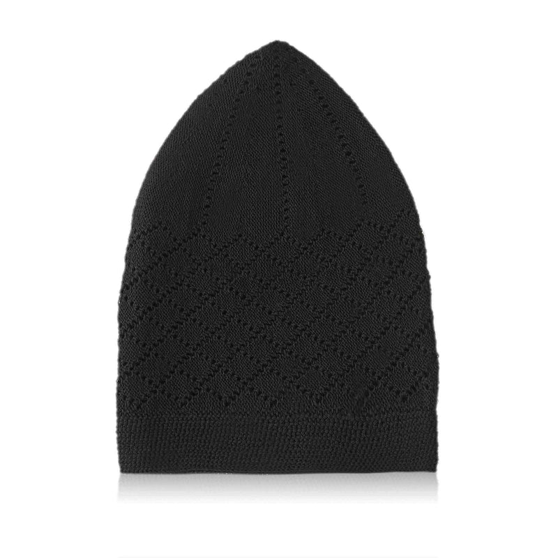 Classic Black Knitted Kufi Cap Full Size - Folded