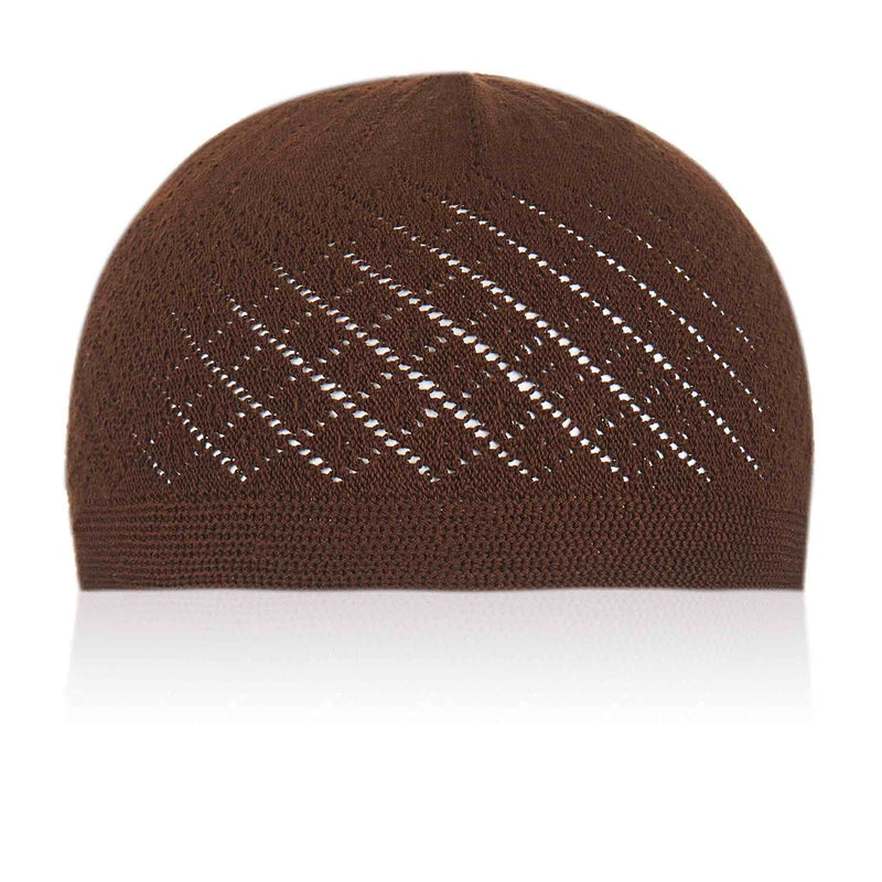 Classic Brown Knitted Kufi Cap Full Size - Front