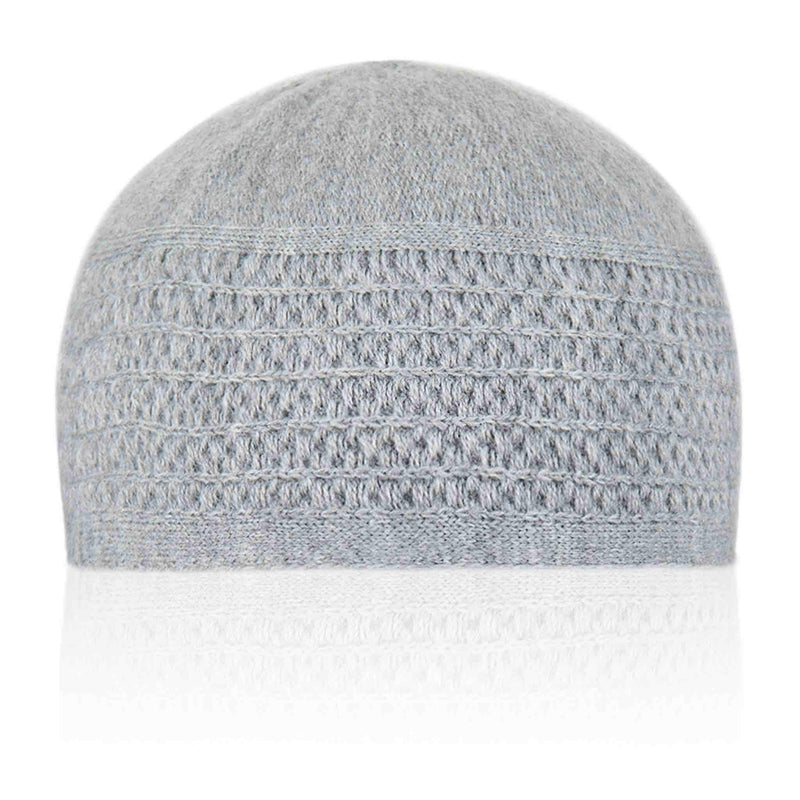 Grey Patterned Kufi Cap - Front