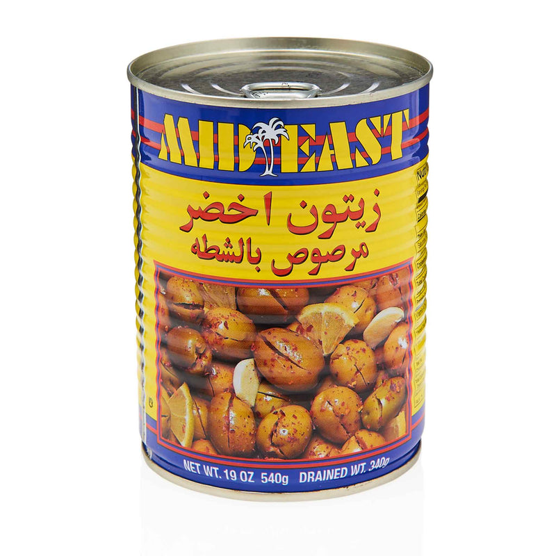 MidEast Cracked & Spicy Green Olives - Back