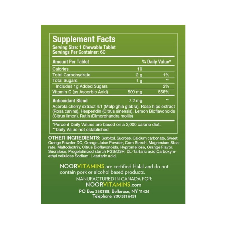 Noor Vitamins Vitamin C - Supplement Facts