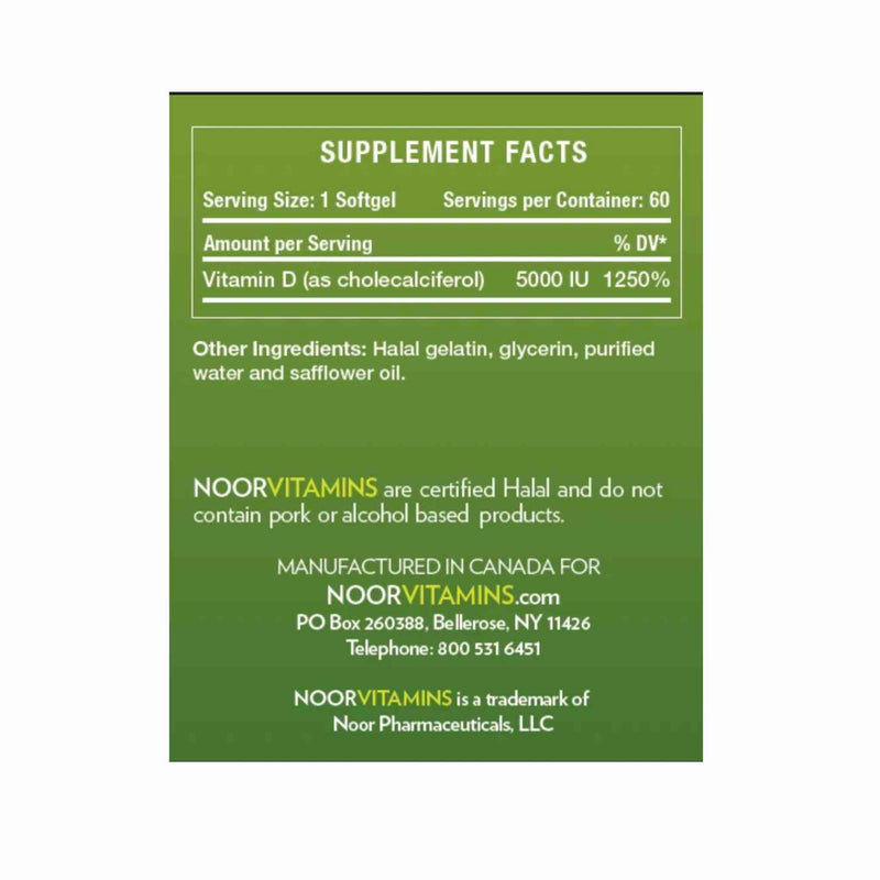 NoorVitamins Halal Vitamin D3 5000 I.U.