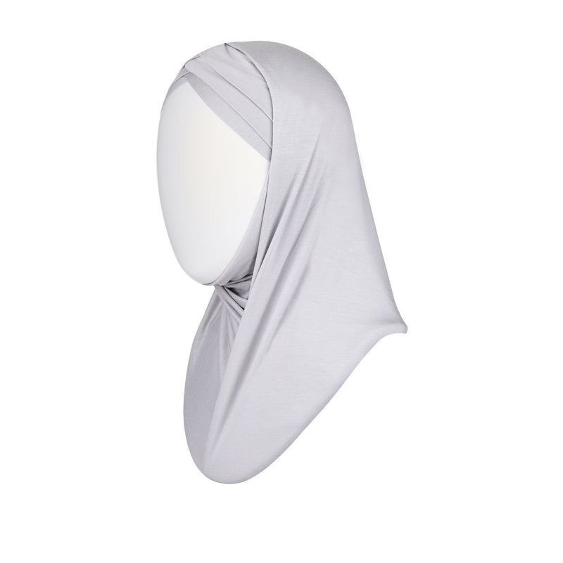 3 striped ready to wear hijab in lavender - front
