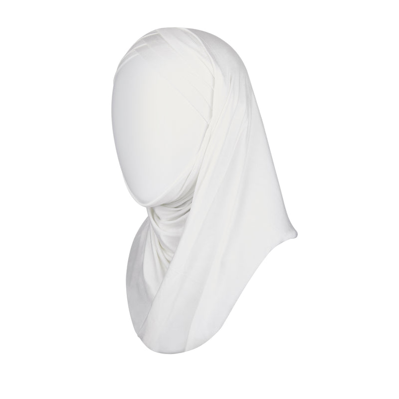 3 striped ready to wear hijab in white - front
