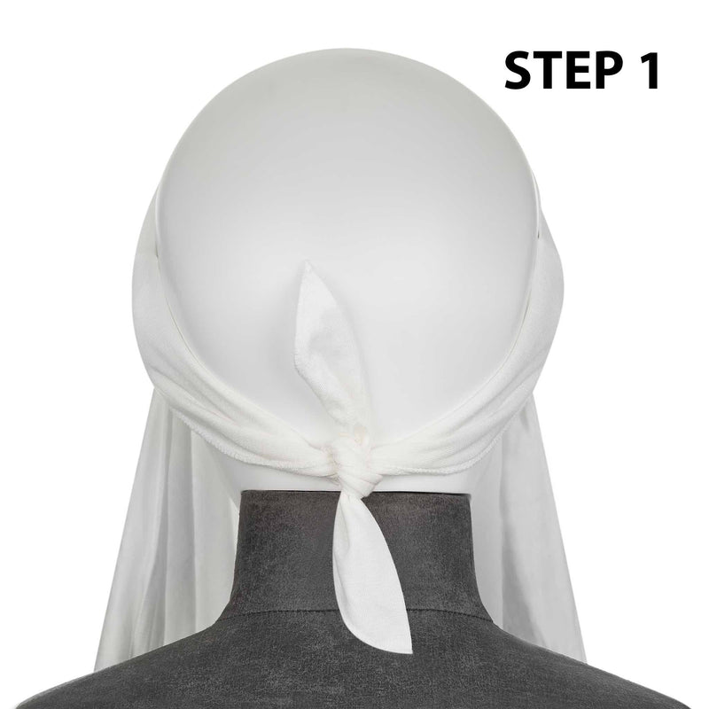 White Ready to Wear Hijab - 3 stripped