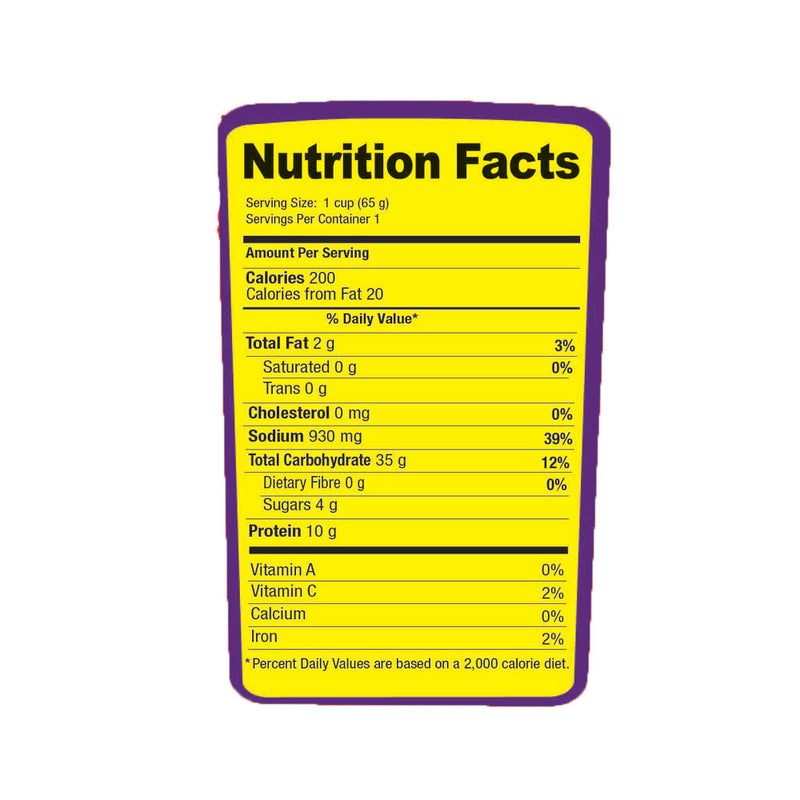 Shan Shoop Noodles Chattpata Flavor - Nutrition Facts