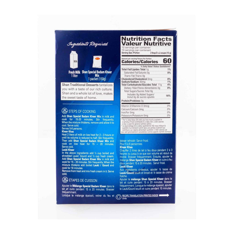 Shan badam Kheer Mix - nutrition facts