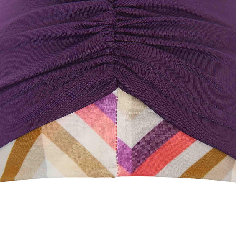Purple Striped Burkini Swimwear - HIjab Detail