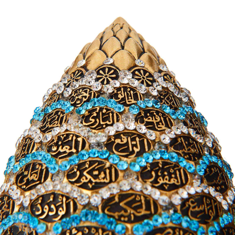 Table Art in Aqua Gold 99 Names of Allah - Detail