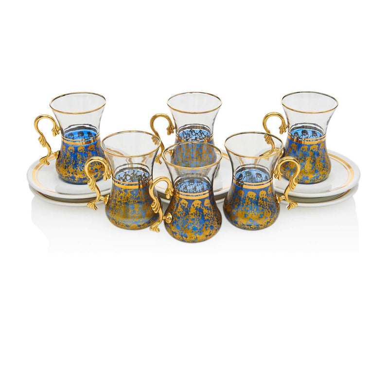 Blue Vintage Turkish Tea Set - Front