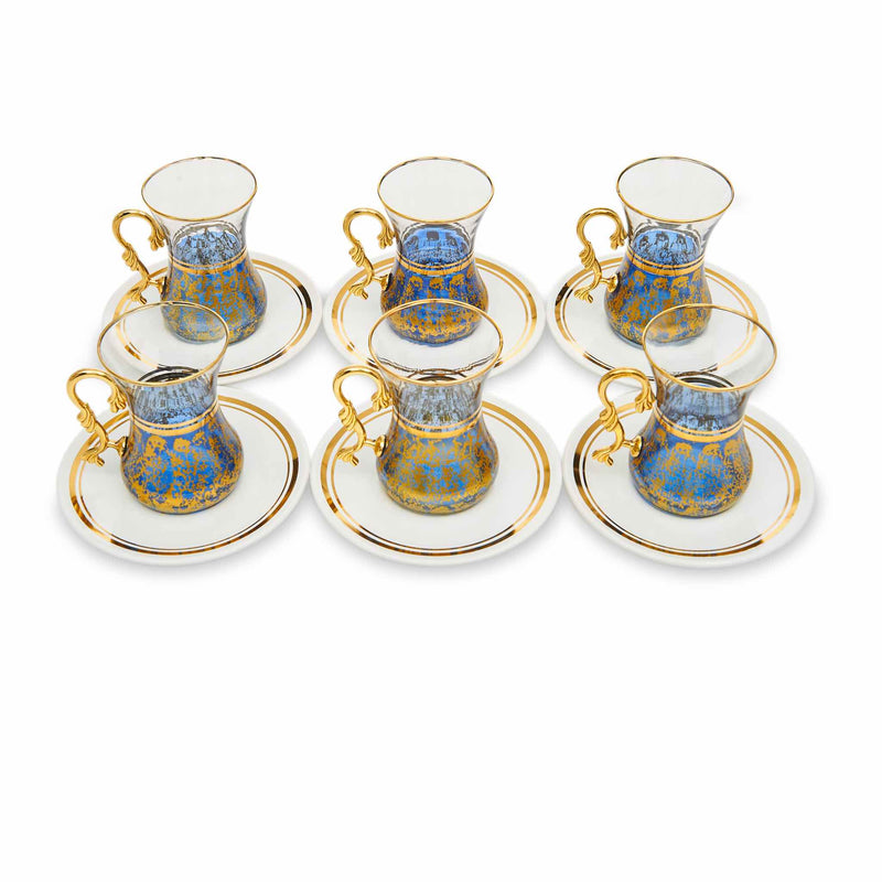 Vintage Blue Turkish Tea Set