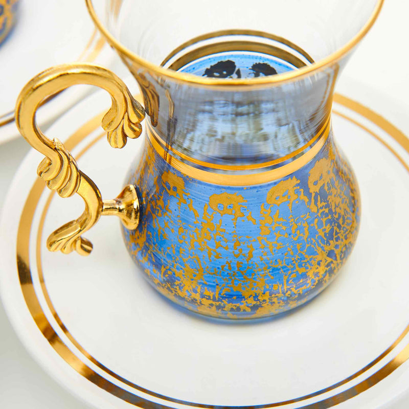 Vintage Blue Turkish Tea Set
