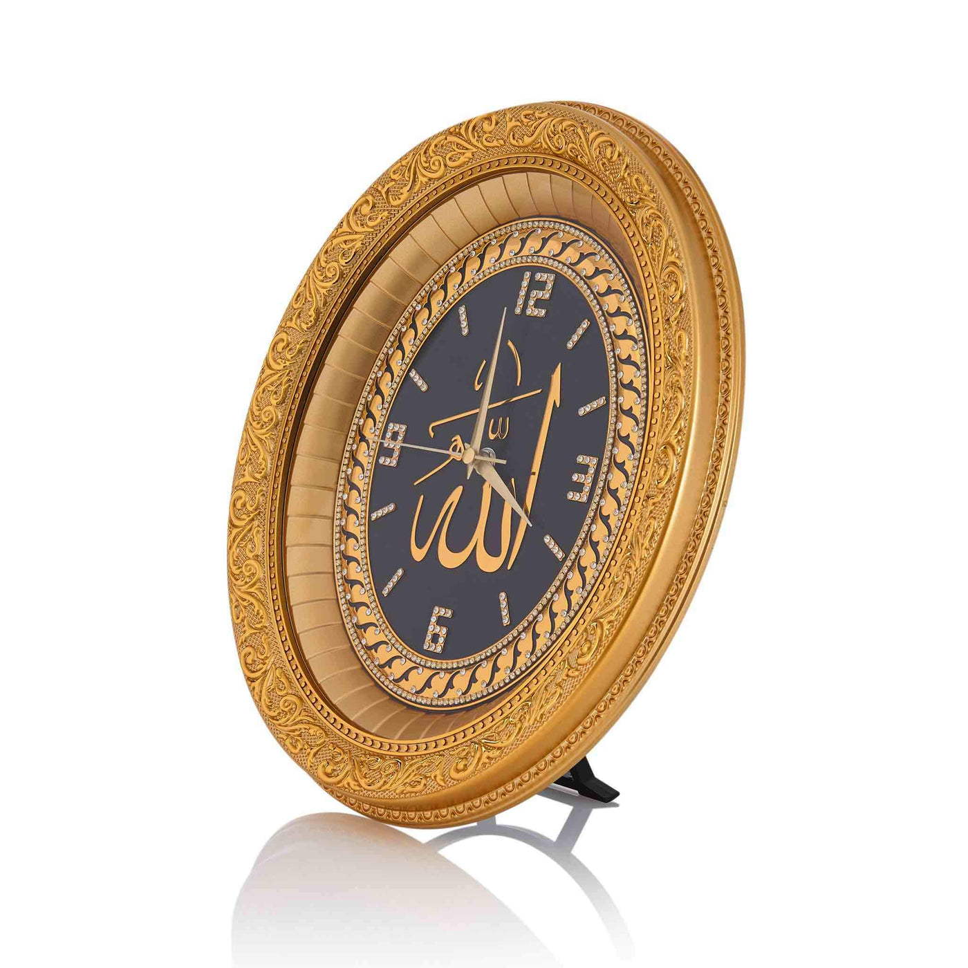 Allah Clock Wall Clock Black Gold - Allah – One Stop Halal
