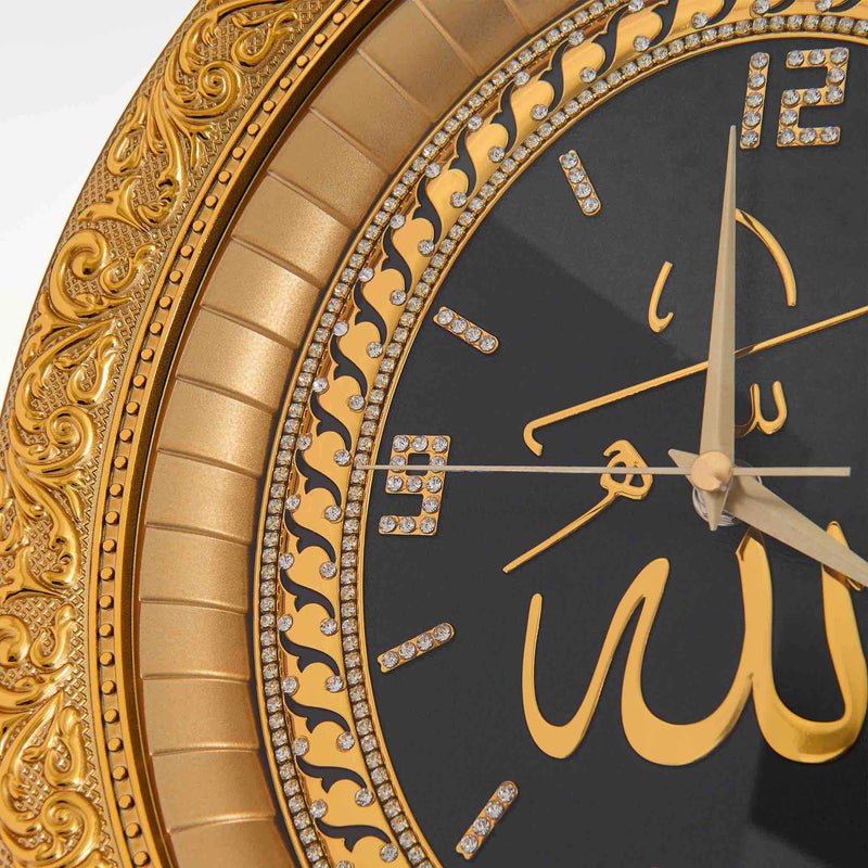 Wall Clock Black Golden Allah - Details