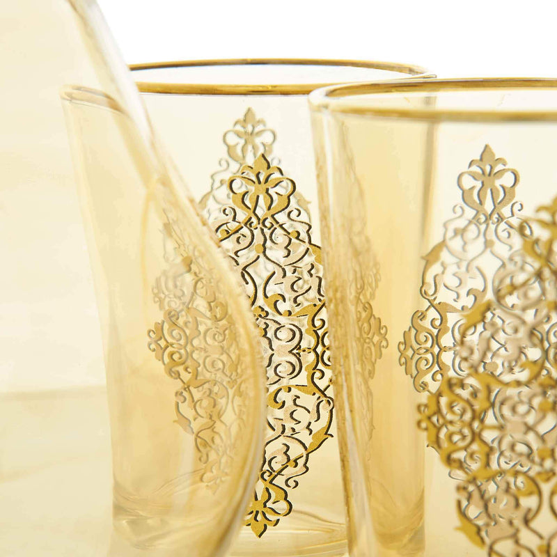 Gilded Gold Filigree Water Serving Set - Glass detail